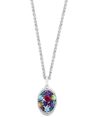 EFFY® Multi-Stone (4-1/5 ct. t.w.) and Diamond (1/4 ct. t.w.) 18" Pendant Necklace in Sterling Silver