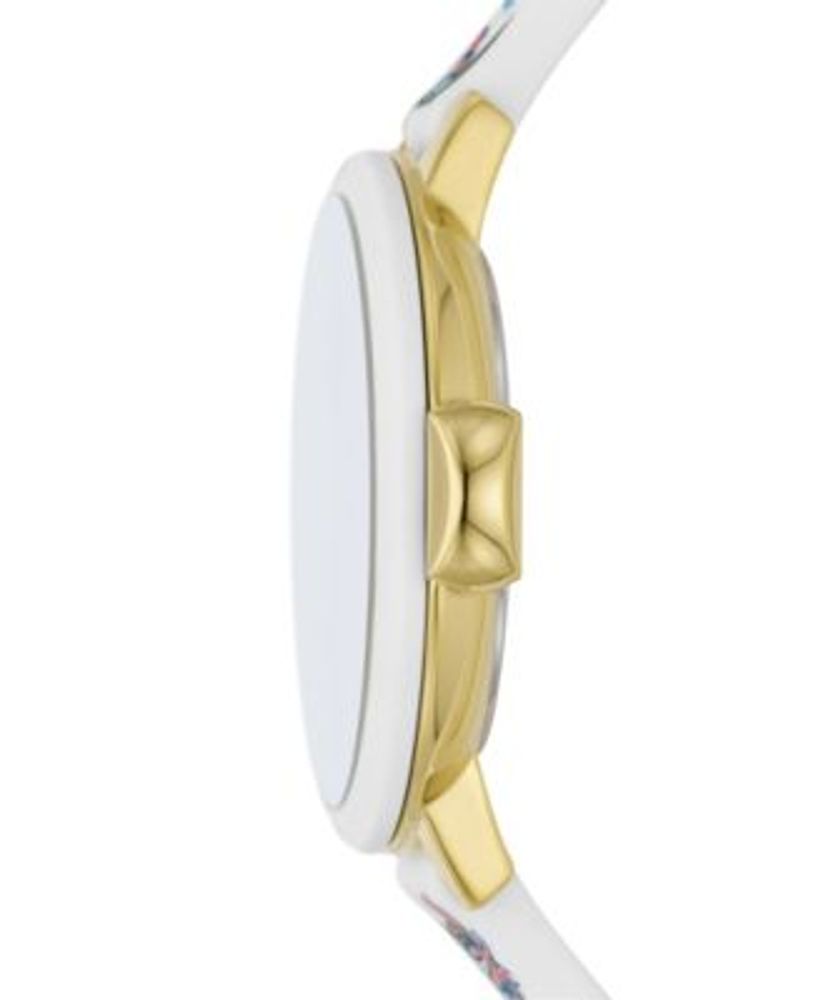Women's Park Row Watch in Gold-Tone Alloy with White Multi Silicone Strap Watch 34mm