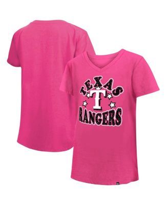 Girls Youth New Era Pink Miami Marlins Jersey Stars V-Neck T-Shirt