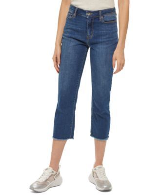 Rivington Slim Straight Cropped Raw-Hem Jeans