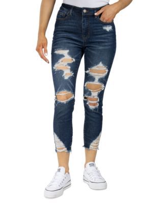 Juniors' Ripped Cropped Jeans