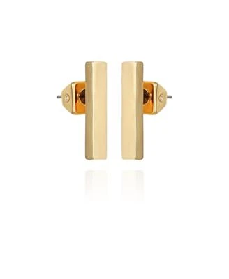 Gold-Tone Rectangle Bar Stud Earrings