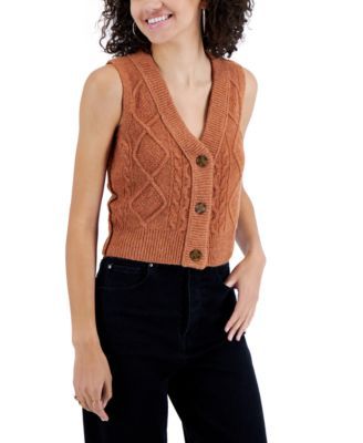 Juniors' Cable-Knit Sweater Vest