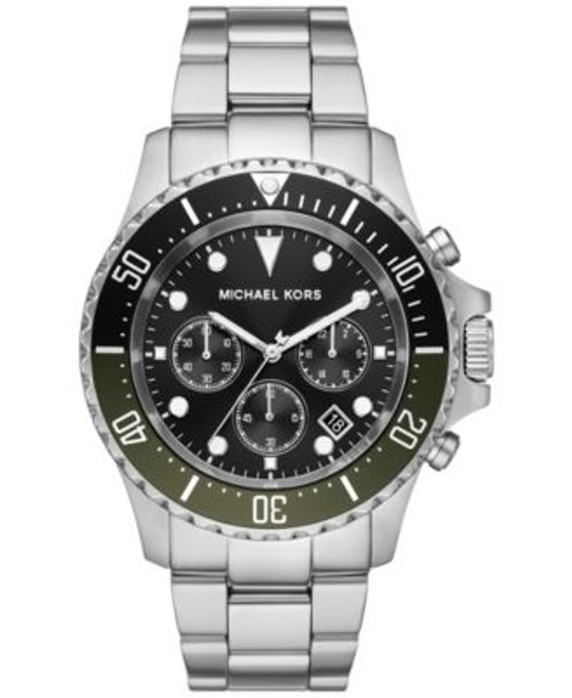 Michael Kors Men's Everest Chronograph Silver-Tone Stainless Steel Bracelet  Watch 45mm | Hawthorn Mall