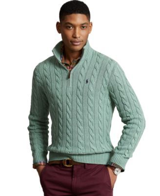 Men's Cable-Knit Cotton Quarter-Zip Sweater