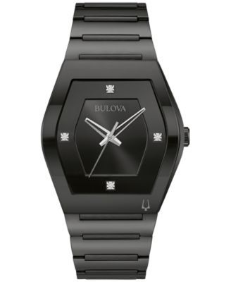 Men's Modern Gemini Diamond Accent Black Ion-Plated Stainless Steel Bracelet Watch 40mm