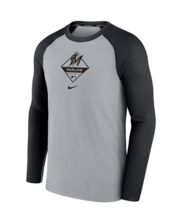 Men's Nike Gray/Navy Tampa Bay Rays Game Authentic Collection Performance  Raglan Long Sleeve T-Shirt