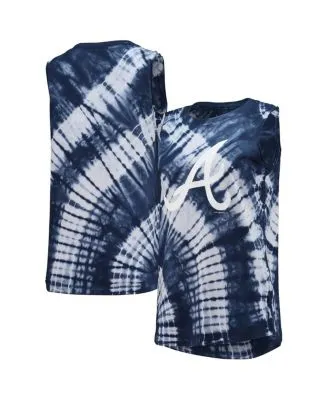 Atlanta Braves V Tie-Dye T-Shirt - Navy/Red