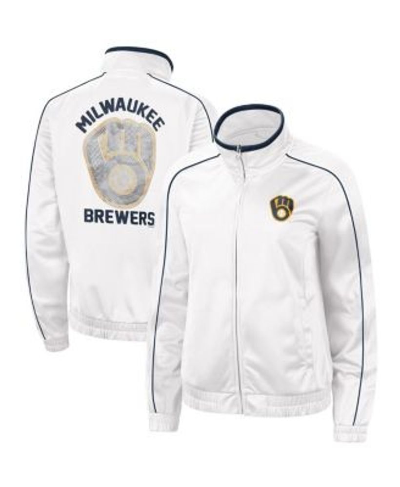 Milwaukee Brewers New Era Women's Colorblock Full-Zip Hoodie - Navy