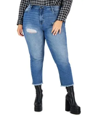 Trendy Plus High-Rise Straight-Leg Ankle Jeans