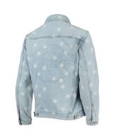 THE WILD COLLECTIVE Women's The Wild Collective Los Angeles Dodgers Allover  Print Button-Up Denim Jacket