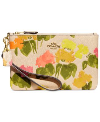 Floral Printed Leather Small Wristlet