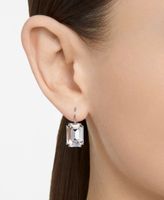 Silver-Tone Octagon Crystal Drop Earrings