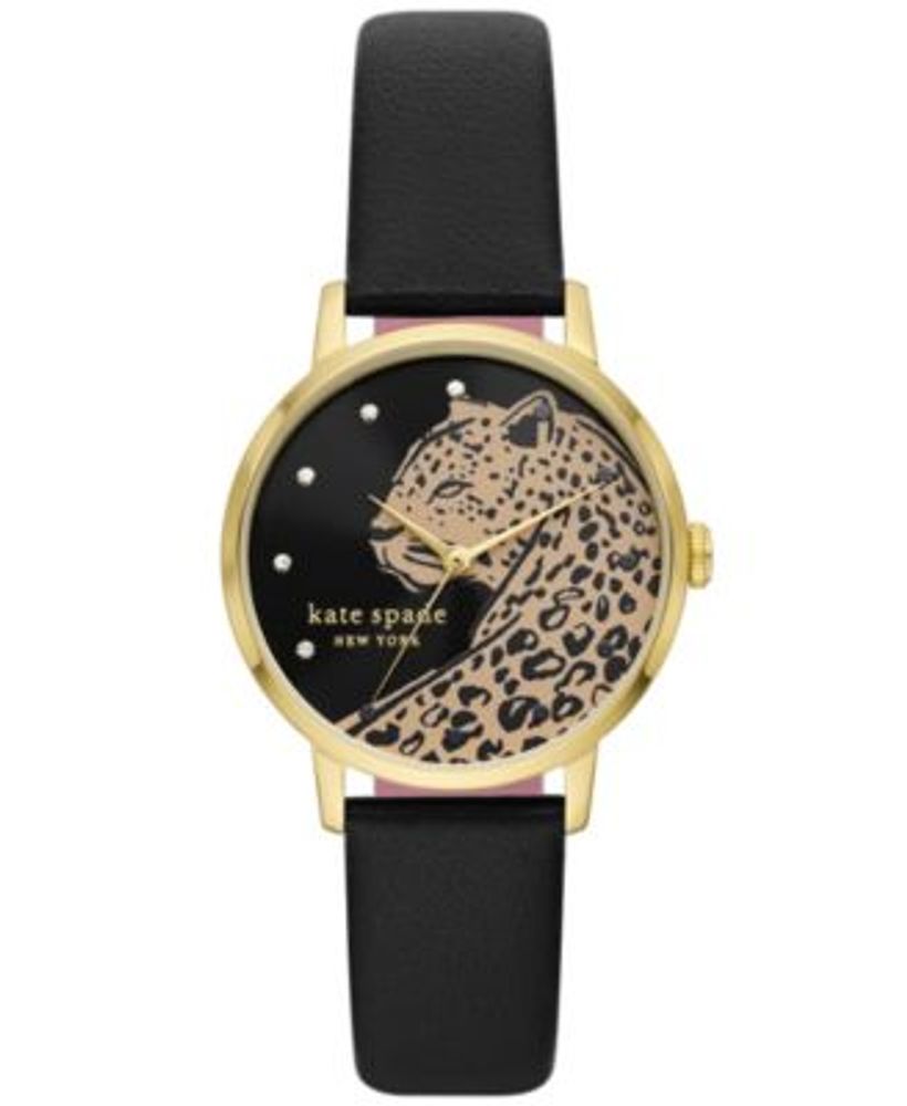 Kate spade new york Women's Metro Three-Hand Black Leather Strap Watch |  Connecticut Post Mall