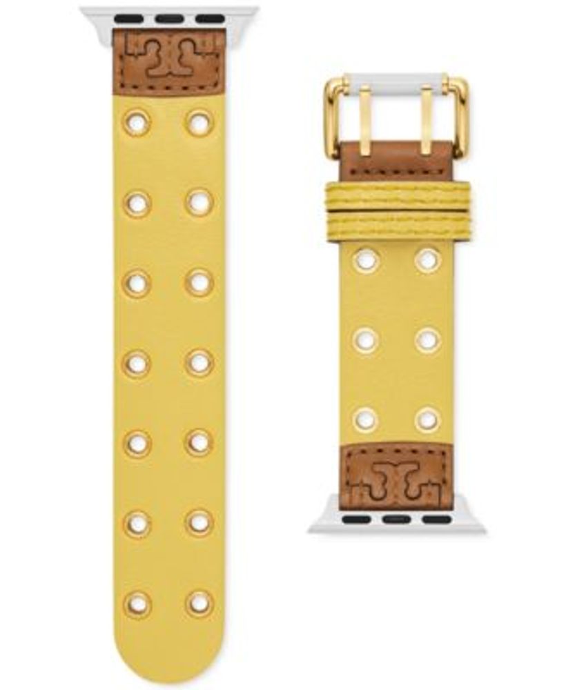 Tory Burch Double Rivets Yellow Leather Strap For Apple Watch®  38mm/40mm/41mm | Fairlane Town Center