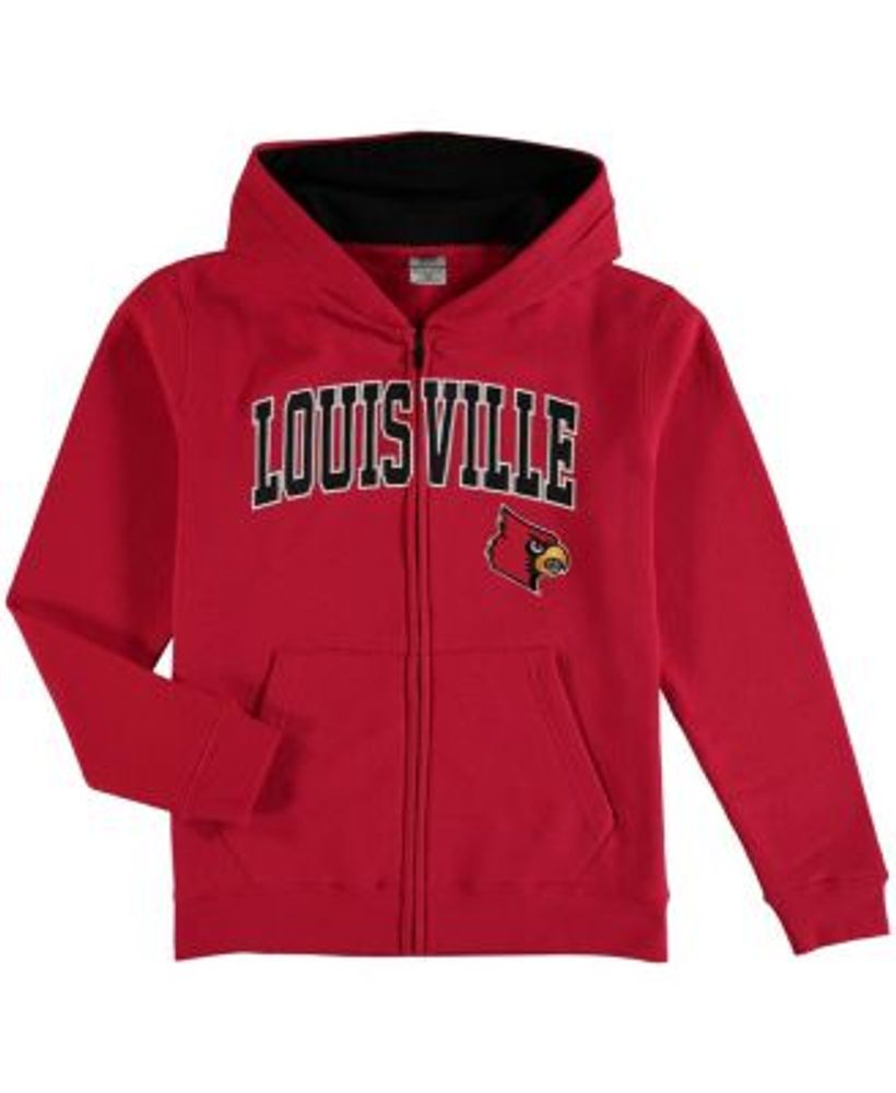 Stadium Athletic Youth Boys Red Louisville Cardinals Applique Arch and Logo  Full-Zip Hoodie