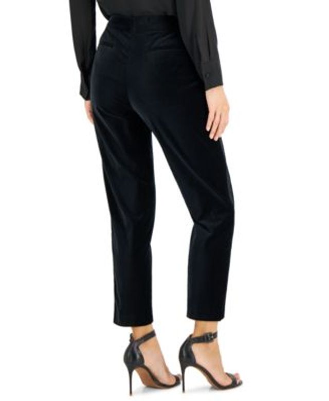 Extra High-Waisted Pleated Taylor Trouser Velvet Pants for Women