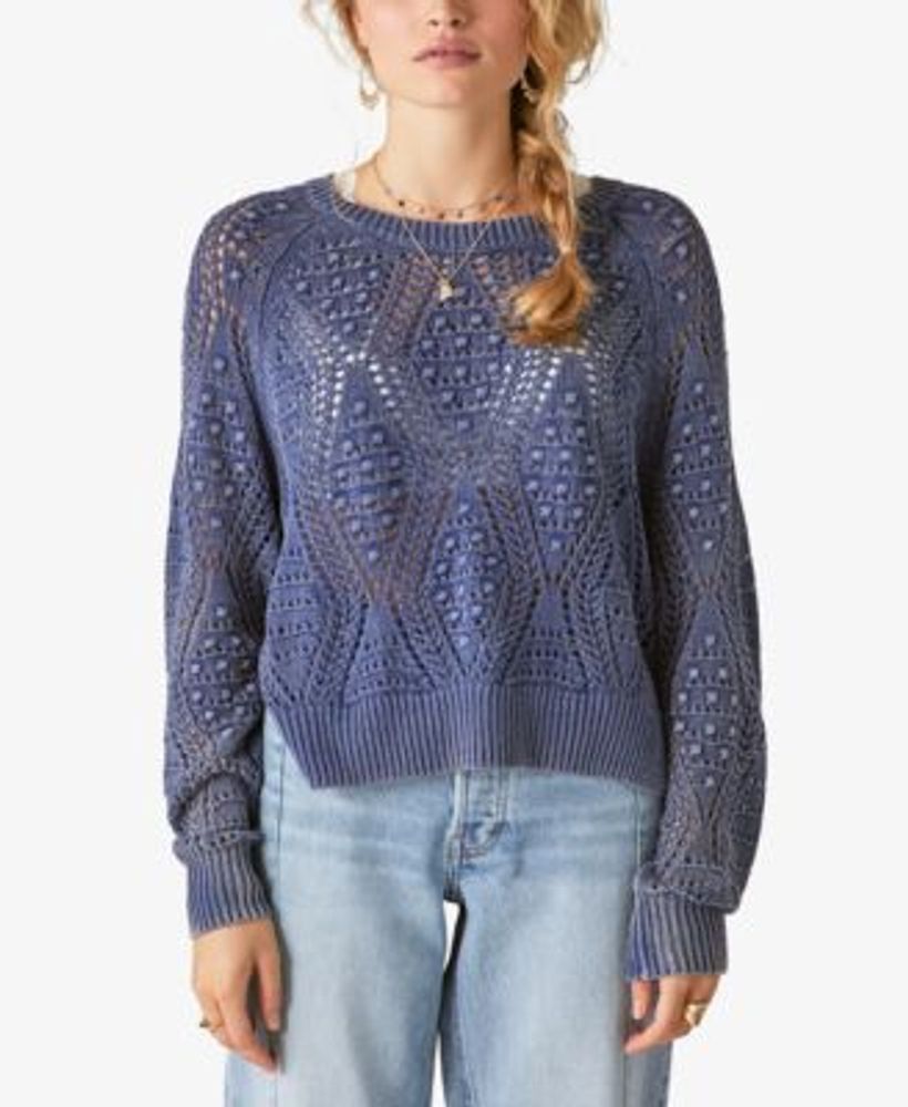 Lucky Brand Women's Cotton Open-Stitch Pullover Sweater | Hawthorn Mall