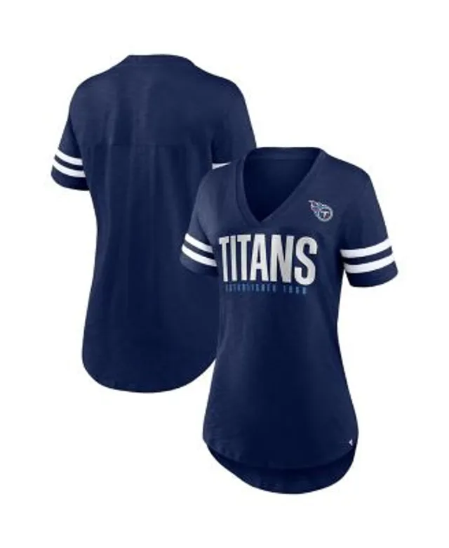 Nike Women's Navy Tennessee Titans Team Name Logo V-Neck Tri-Blend T-shirt