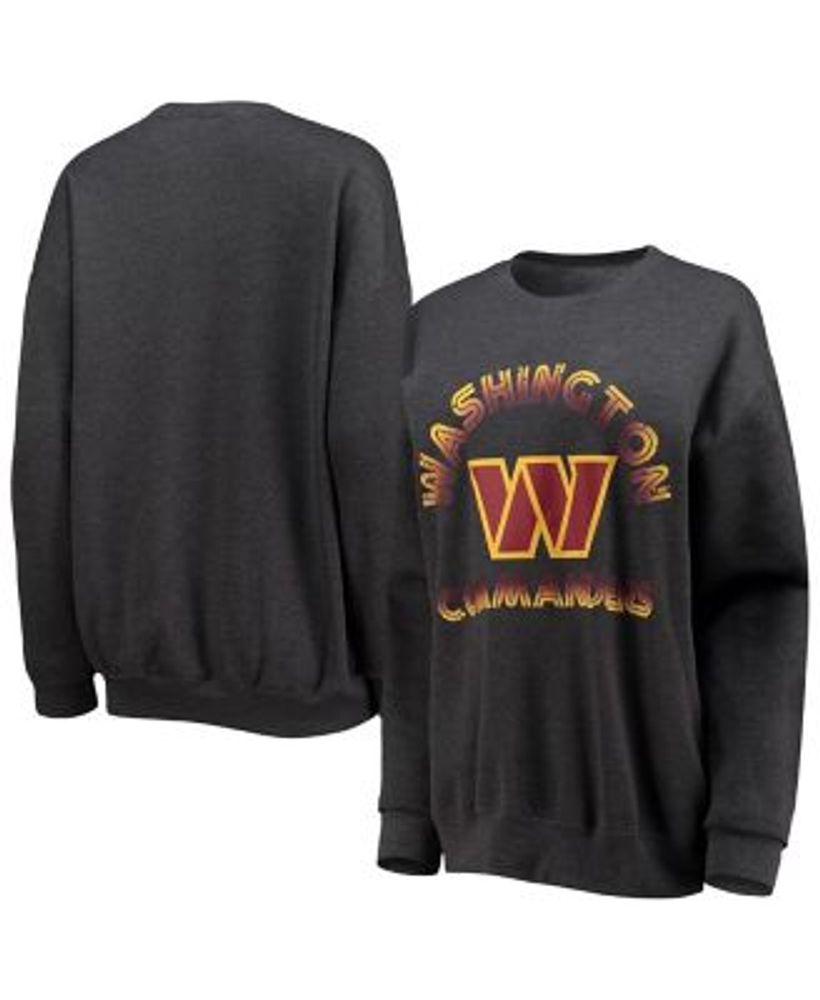 WEAR by Erin Andrews Women's Heathered Charcoal Washington Commanders  Oversized Fleece Pullover Sweatshirt