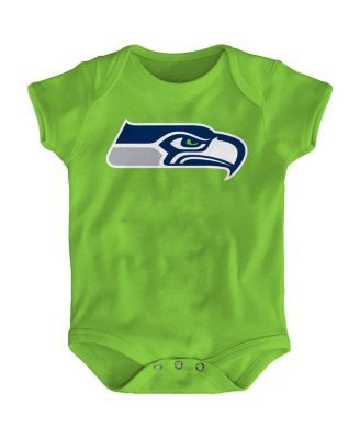 Seattle Seahawks Newborn & Infant Too Much Love Two-Piece Bodysuit Set -  College Navy/Neon Green