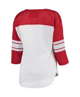 Women's G-III 4Her by Carl Banks White/Red Kansas City Chiefs First Team  Three-Quarter Sleeve Mesh T-Shirt