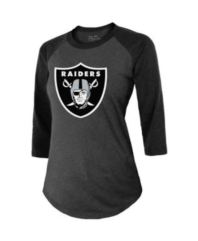 Women's Majestic Threads Darren Waller Cream/Black Las Vegas Raiders Player  Name & Number Raglan 3/4-Sleeve T-Shirt