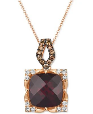 Pomegranate Garnet (5-1/4 ct. t.w.) & Diamond (5/8 ct. t.w.) Adjustable 20" Pendant Necklace in 14k Rose Gold