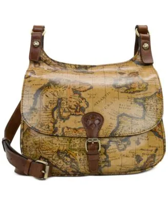 London World Map Leather Saddle Bag