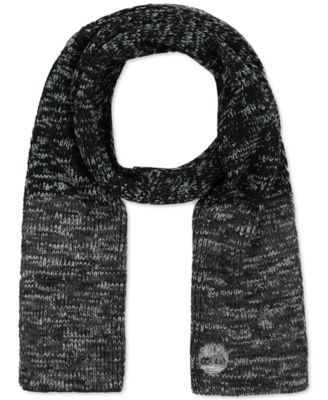 Men's Marled Ribbed Scarf with Logo Detail