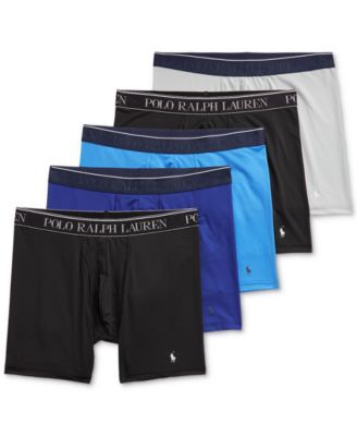 Men's Classic-Fit Performance Stretch Microfiber Logo Woven Boxer Briefs, 5-Pack