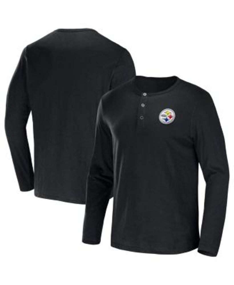 Fanatics Men's NFL x Darius Rucker Collection by Black Pittsburgh Steelers  Slub Jersey Henley Long Sleeve T-shirt