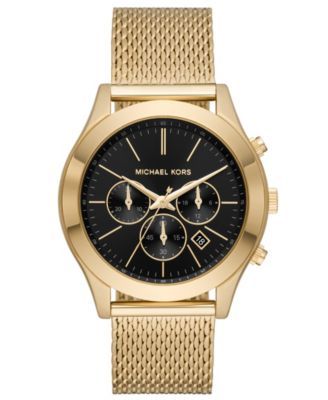 Men's Slim Runway Chronograph Gold-Tone Stainless Steel Mesh Bracelet Watch 44mm