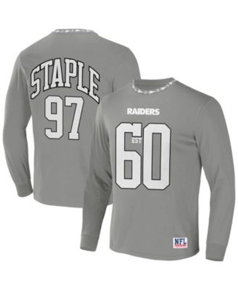 NFL Properties Men's NFL X Staple Gray Las Vegas Raiders Core Long Sleeve  Jersey Style T-shirt