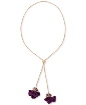 Gold-Tone Color Bead & Flower 40" Adjustable Lariat Necklace, Created for Macy's
