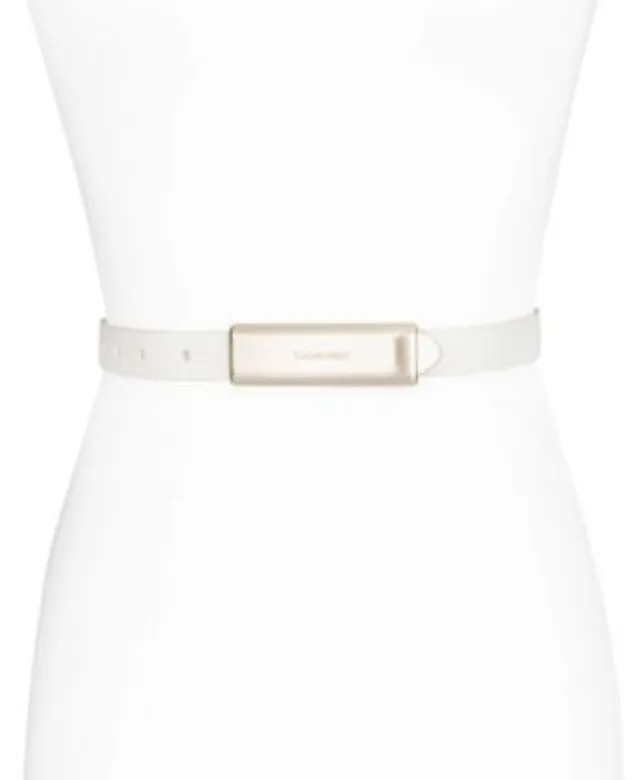 Sam Edelman Women's Double-E Logo Plaque Buckle Belt