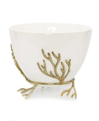 Bowl on Base with Coral Design Ornament, 8.5" x 4"