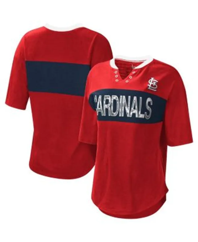 Women's St. Louis Cardinals White/Red Plus Size Notch Neck T-Shirt