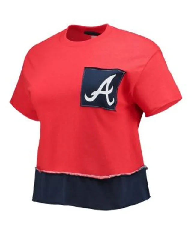 Women's Navy Atlanta Braves Cropped Long Sleeve T-Shirt