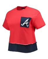 Women's New Era Navy Atlanta Braves Tie-Dye Cropped Long Sleeve T-Shirt