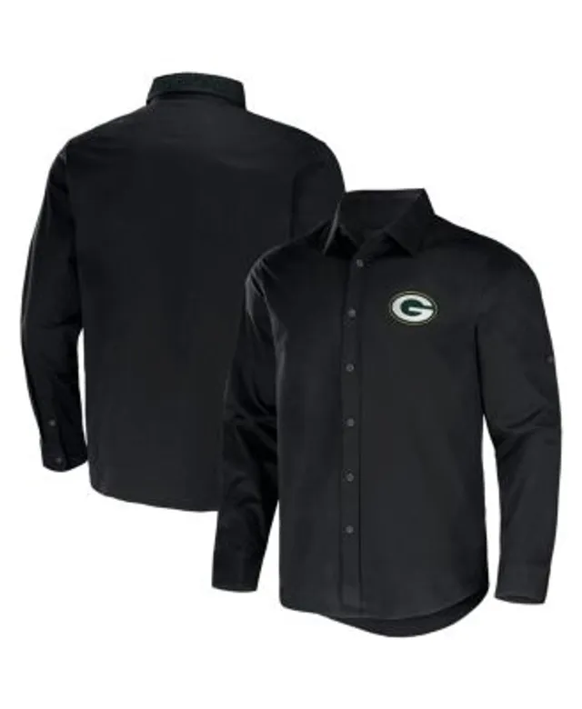 Men's Tommy Bahama Black Green Bay Packers Top of Your Game Camp Button-Up  Shirt