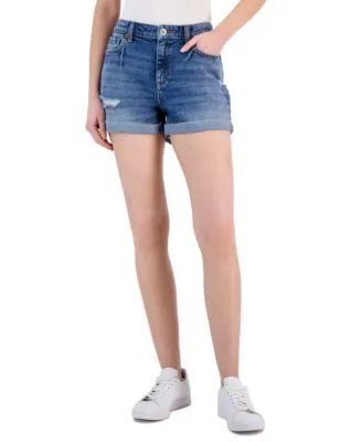 Women's High-Rise Cuffed Denim Shorts, Created for Macy's