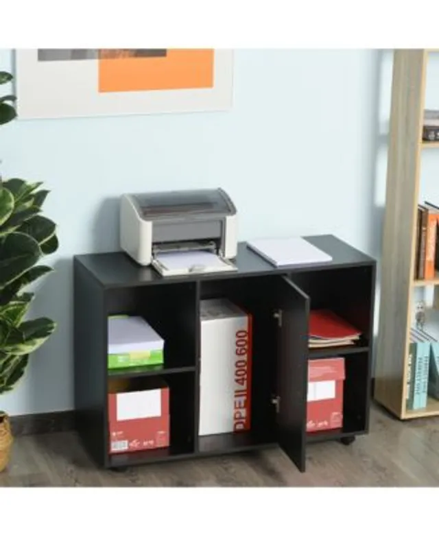 Vertical File Cabinet, Printer Stand with 2 Drawers & Storage ShelvesBlack