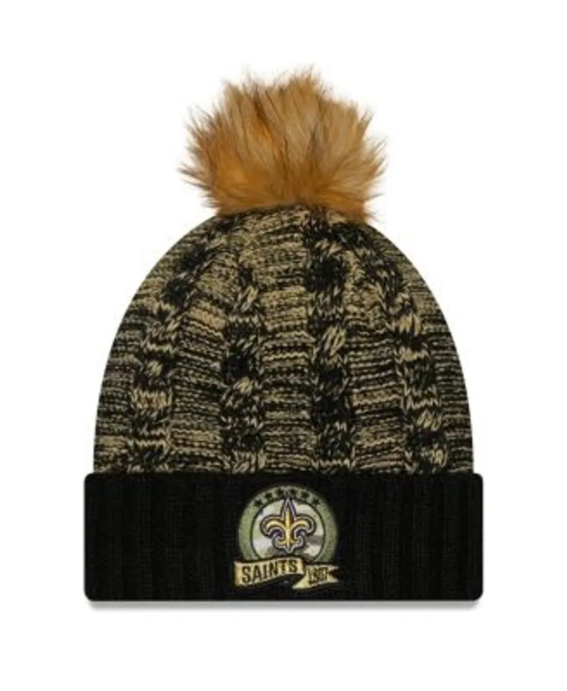 New Era Women's Black, New Orleans Saints 2022 Salute To Service Pom Knit  Hat