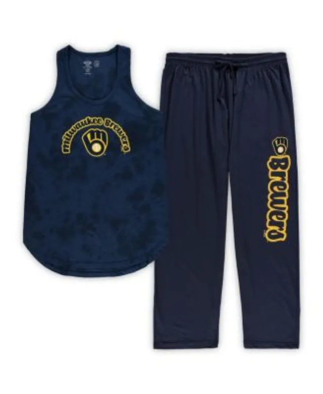 Women's Concepts Sport White/Navy Milwaukee Brewers Plus Size Tank Top & Shorts Sleep Set