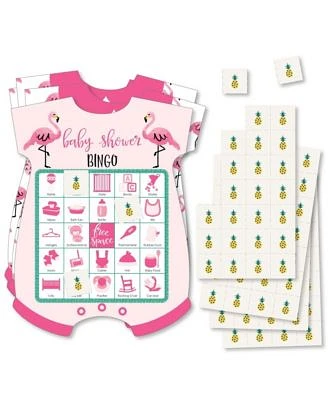 Pink Flamingo Party Like a Pineapple Cards & Markers Baby Shower Bingo Game18 Ct