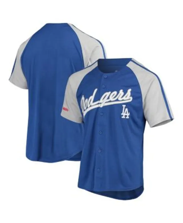 Men's Stitches Royal Kansas City Royals Button-Down Raglan Replica Jersey