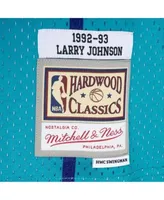 Charlotte Hornets Larry Johnson 1992 Hardwood Classics Road Swingman Jersey  By Mitchell & Ness - Teal - Mens