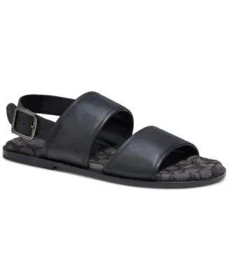 Men's Leather Two-Strap Sandal with Signature Jacquard Footbed