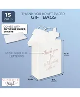 Rainbow Gift Bags with Handles and White Tissue Paper (15 Pack)